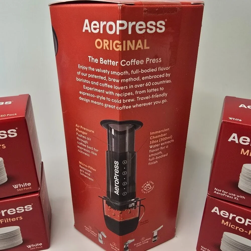 New - AeroPress Original Coffee and Espresso Maker + 1,400 Micro-Filters